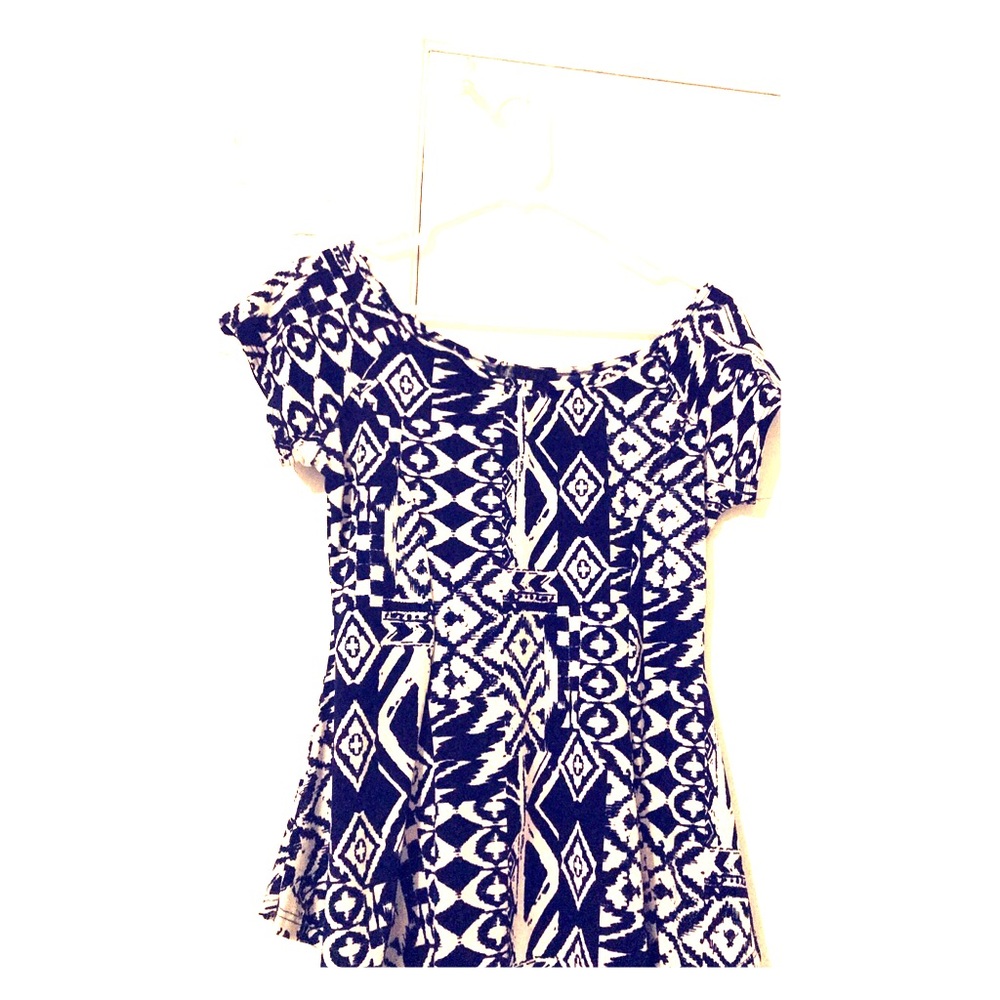 Navy blue and white blouse